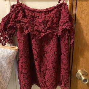 No boundaries dark red/maroon off the shoulder top